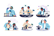 Scientists work in laboratory set, a Person Illustration by PaperTrident (Thumbnail 1 of 7)