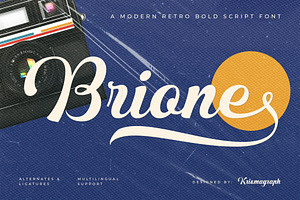 Brione — Retro Bold Script, a Script Font by Krismagraph