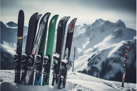 Skis pieces in the snow mountains, a Sports & Recreation Photo by Ylivdesign