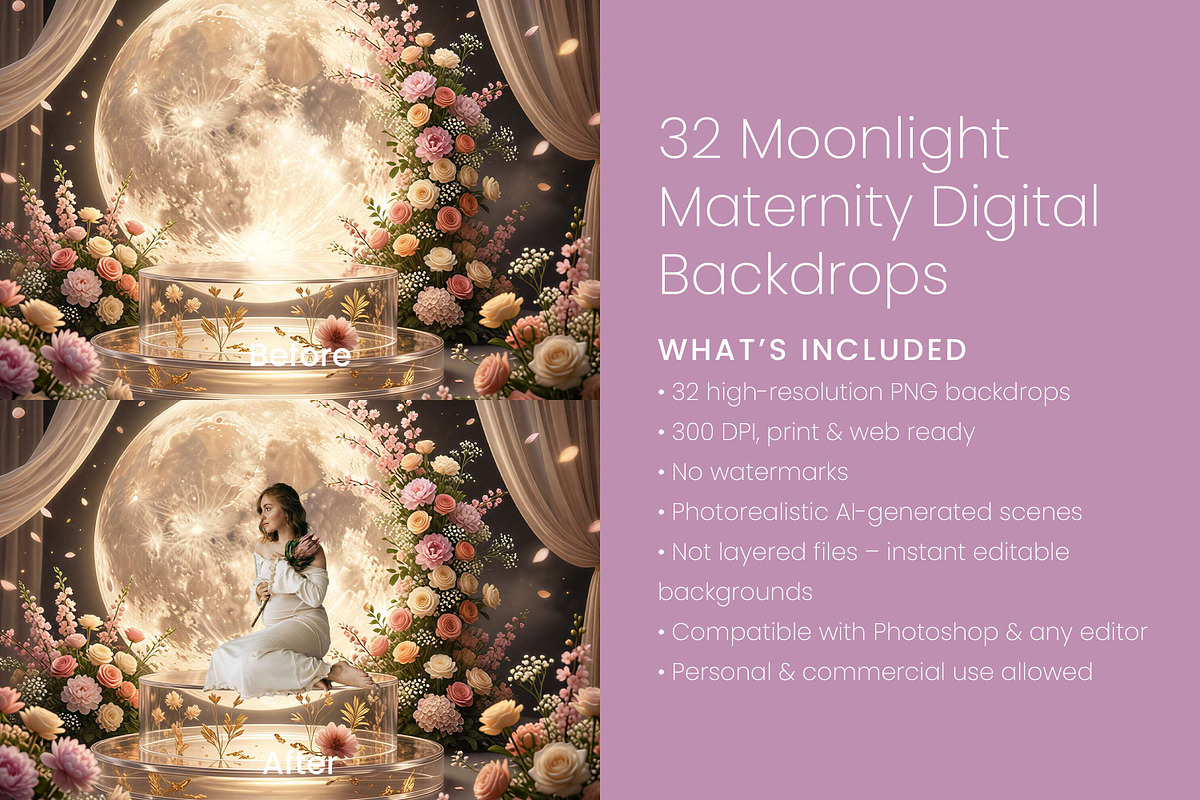 Moonlight Maternity Digital Backdrop, a Background Graphic by 3Motional (Photo 4 of 9)