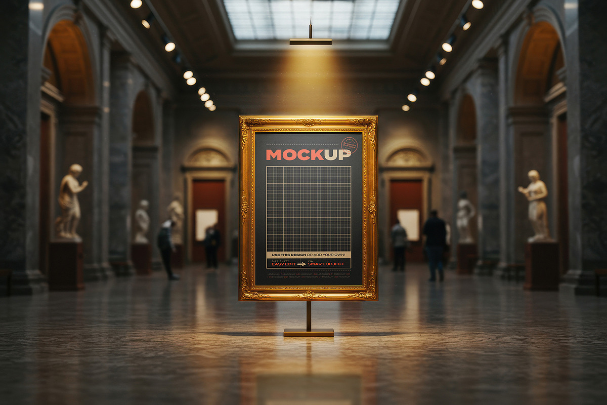 Golden Frame Art Mockups on Museum, a Mockup by Luuqas Design (Photo 1 of 3)