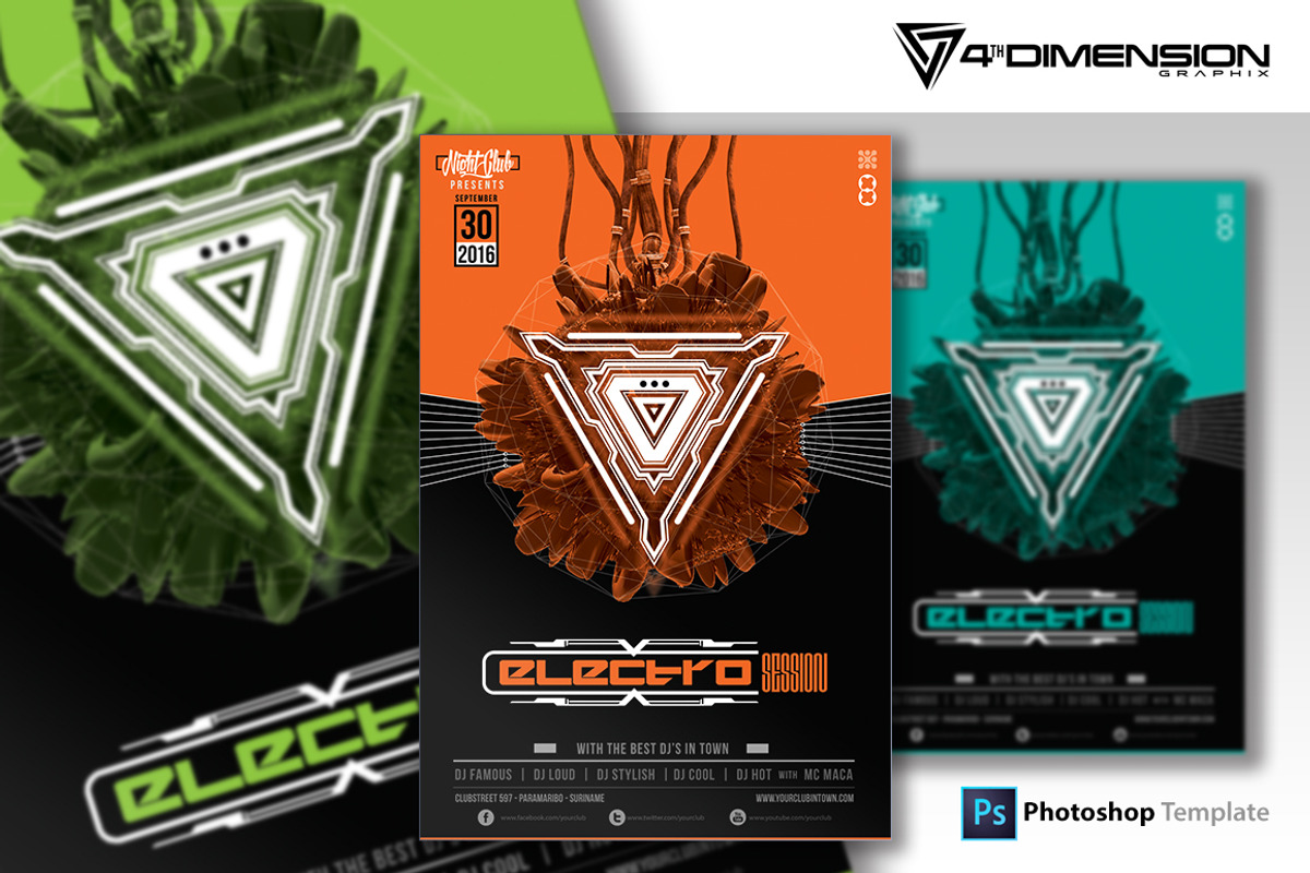 Electro Session Flyer Template, a Flyer Template by Ravi Rajcoomar (Photo 1 of 3)