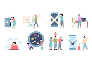 Digital detox scenes. Gadgets turn, a Technology Illustration by LadadikArt