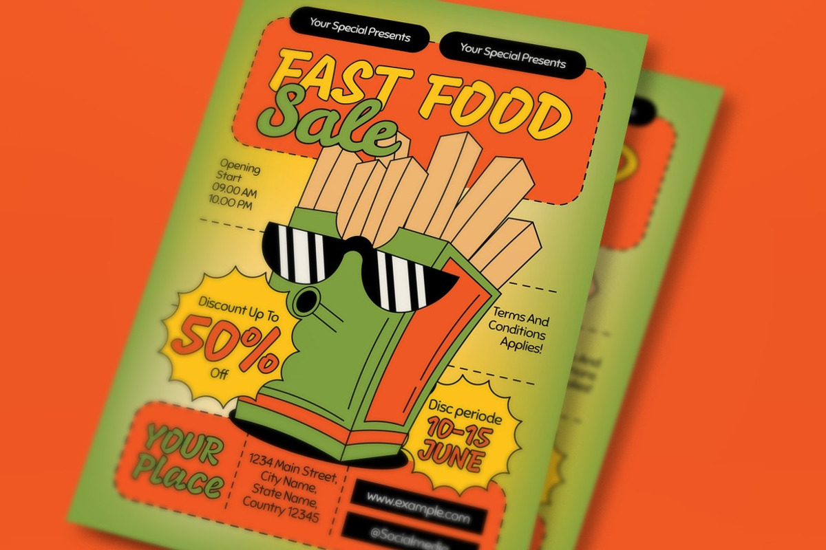Fast Food Restaurant Sale Flyer, a Flyer Template by graphicook (Photo 2 of 3)