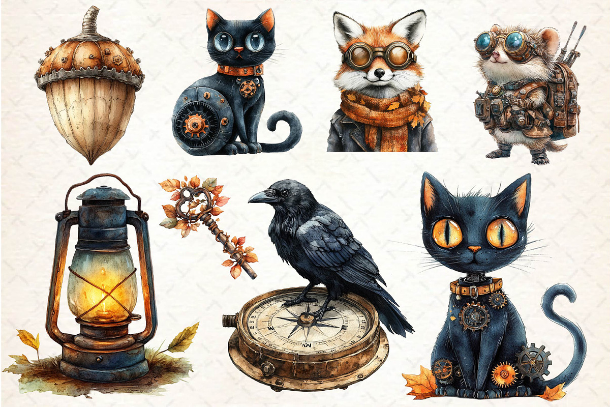 Steampunk Autumn Clipart, an Illustration by Dream Creation (Photo 4 of 4)