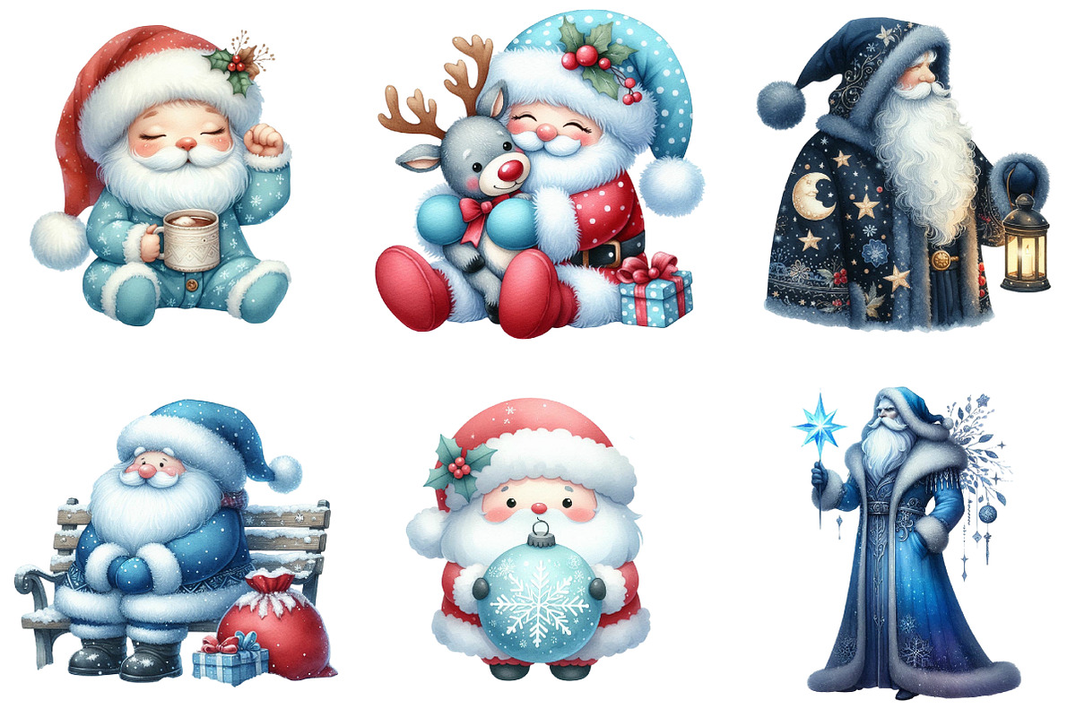 Blue Santa Claus Clipart, an Illustration by DreamArtGraphic (Photo 2 of 5)