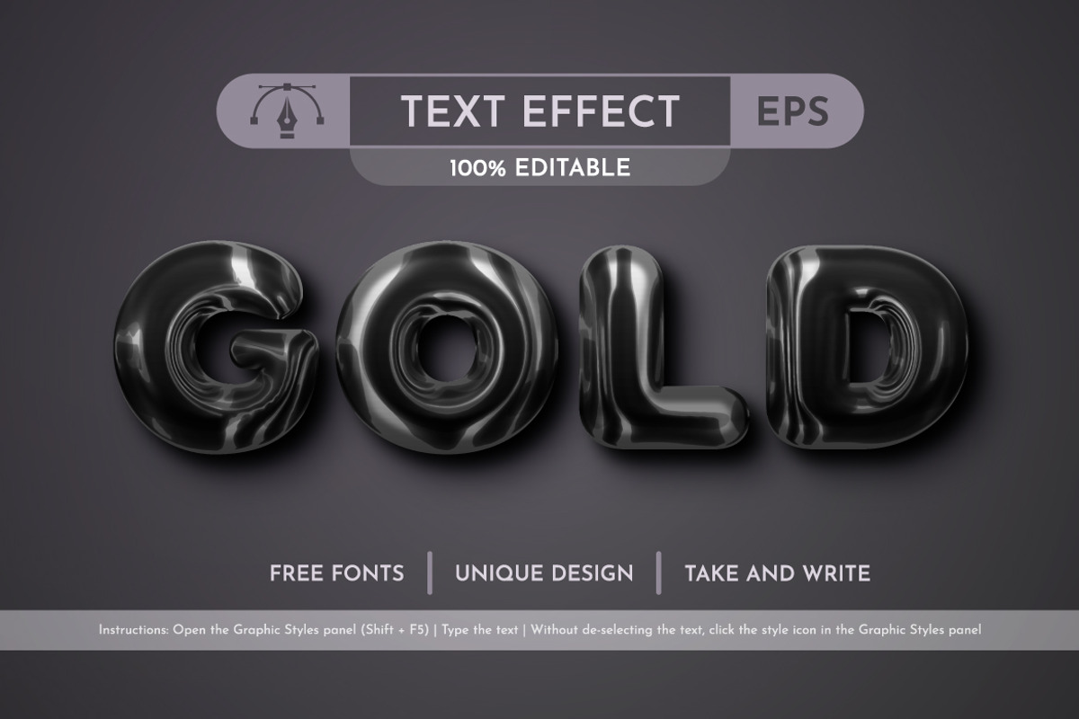 5 Metal Editable Text Effects, a Layer Style Add-On by rwgusev (Photo 3 of 7)