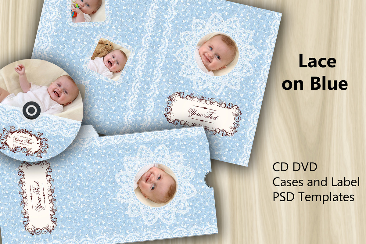 PSD CD DVD Cases - Lace on Blue, a Print Template by Kseniya-Omega (Photo 1 of 3)