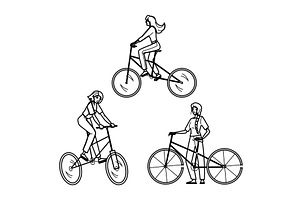 cyclist cycling woman vector, a Person Illustration by pikepicture