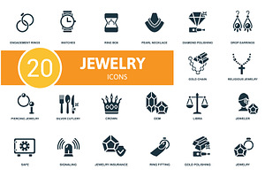 Jewelery Icon Set. Contains Editable