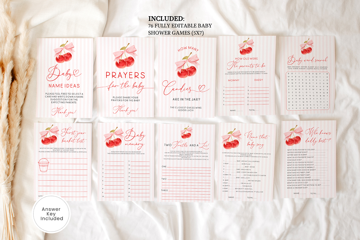 Pink Bow Baby Shower Activity Pack, an Invitation Template by Digital_Mind (Photo 2 of 6)