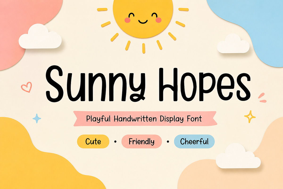 Sunny Hopes handwritten display font, a Handwritten Font by Wow Magic (Photo 1 of 6)