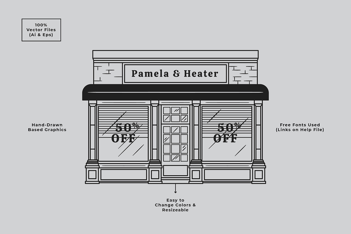 Classic Vintage Storefront, an Object Graphic by Dordar.Lab (Photo 3 of 3)