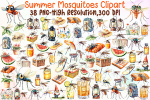 Summer Mosquitoes Clipart, an Illustration by Sublimation Artist