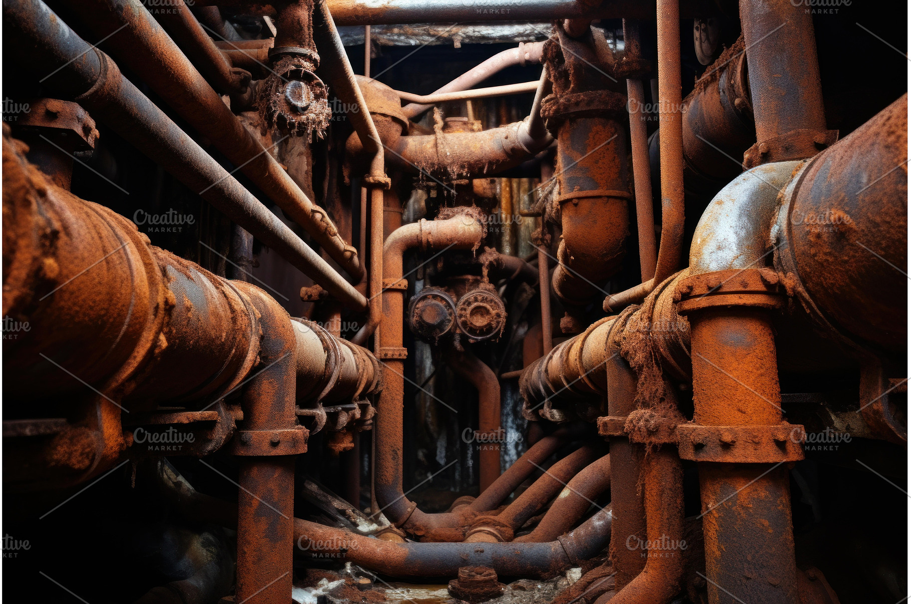 Stack of rusty orange pipes, an Industrial Photo by Ylivdesign