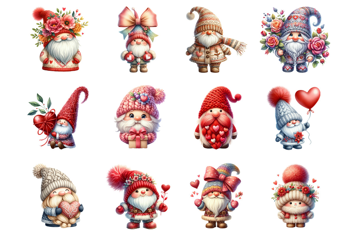Yarn Crochet Valentines Gnome PNG, an Illustration by SinaCreation (Photo 2 of 11)