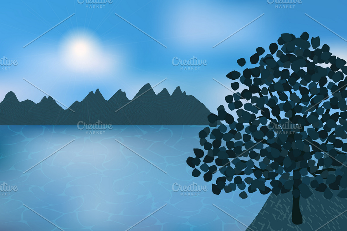 Evening with tree sihouette, a Graphic by Ederella