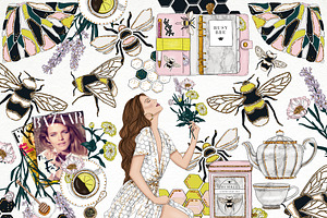 Bumble Bee Fashion Girl Clip Art