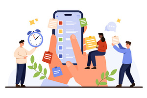Mobile To-Do List App Productivity, a Person Illustration by Flashvector