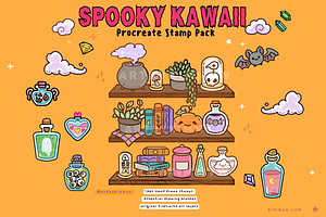 Procreate Spooky Kawaii Stamp Pack