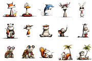 Whimsical Summer Animal Clipart, an Illustration by OK Design (Thumbnail 3 of 6)