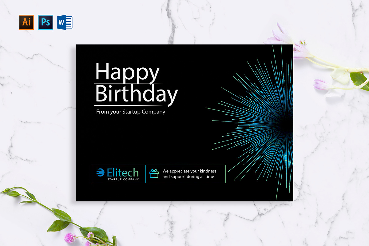 Tech Startup Greeting Card, a Card Template by TemplatesNow!