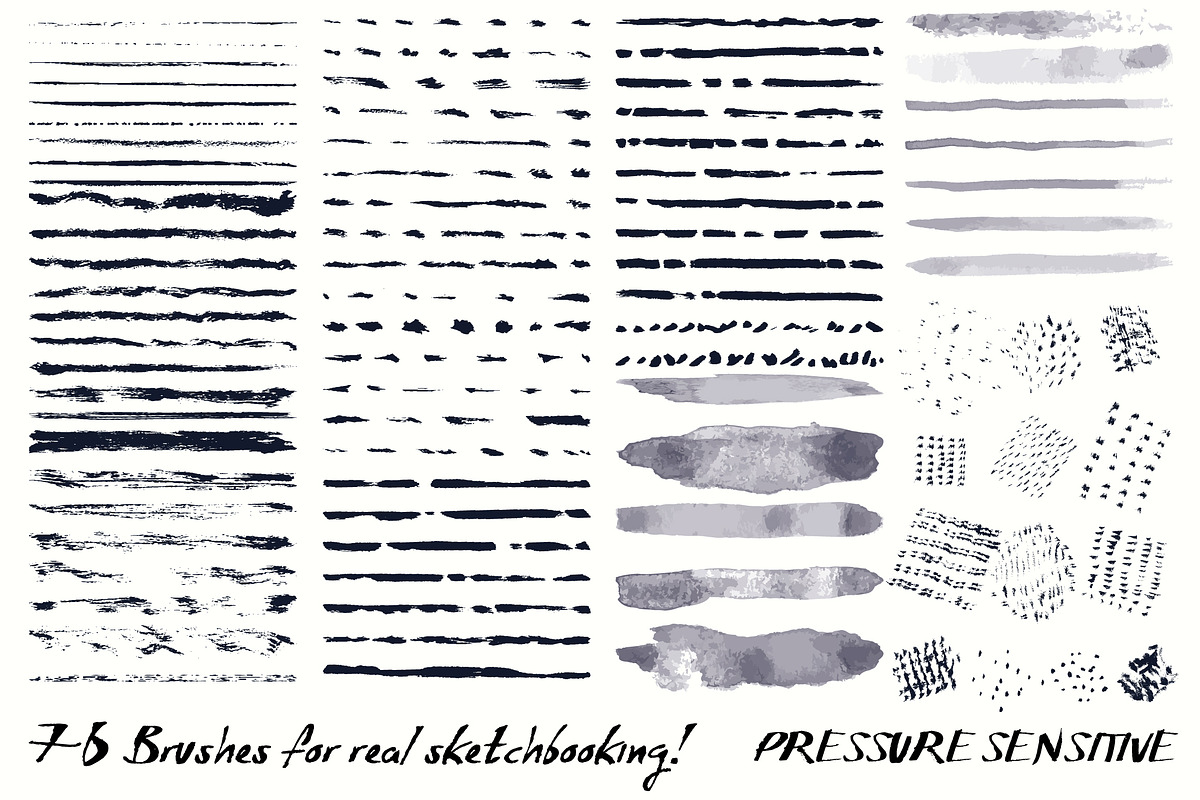 Sketchbook Brushes for Illustrator, a Brush Add-On by Guerillacraft (Photo 2 of 7)
