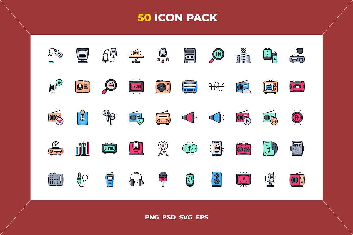 Radio icons, an Outline Icon by Wencory (Photo 1 of 2)