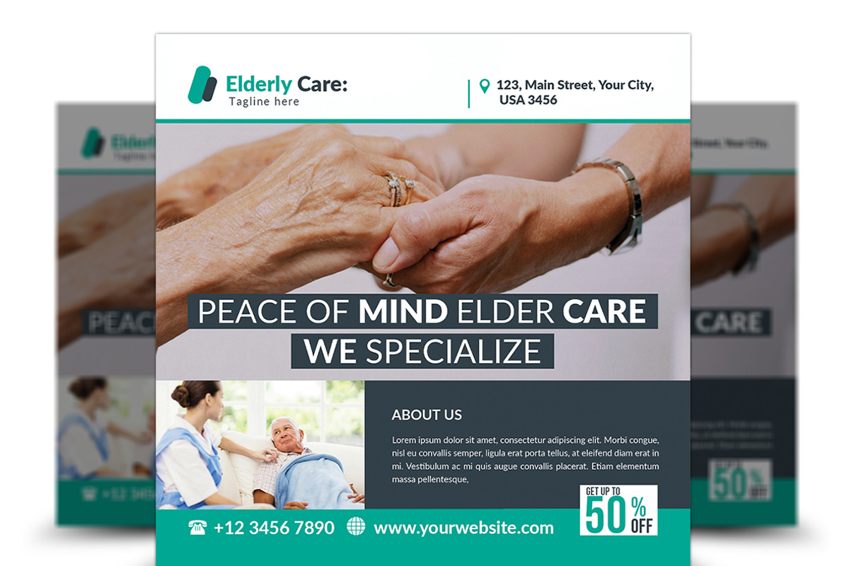 Elderly Care: Flyer Template, a Flyer Template by AfzaalGraphics (Photo 1 of 2)
