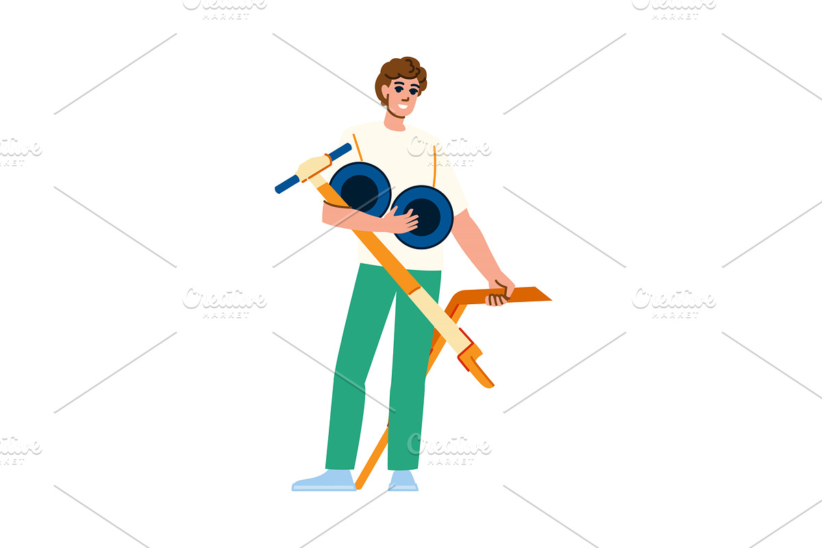 Young man assembling or repairing a, a Transportation Illustration by pikepicture