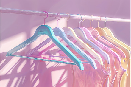 Pastel hangers on clothing rack, a Beauty & Fashion Photo by Ylivdesign