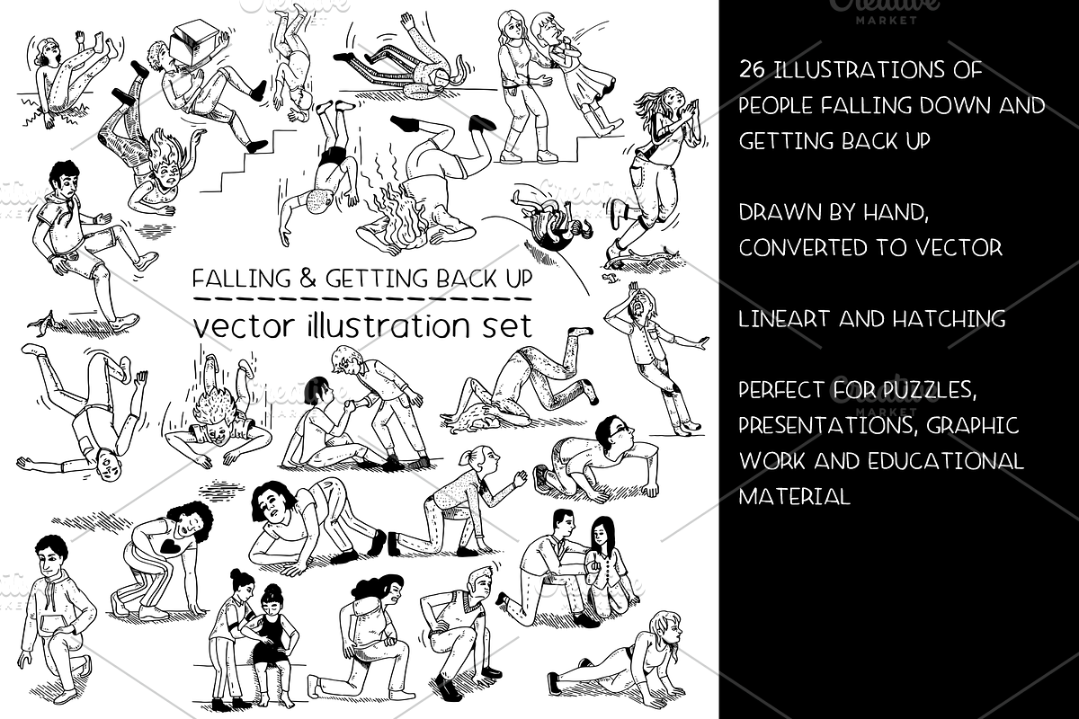 Falling and getting back up - vector, a Person Illustration by Renée from Studio neetje (Photo 2 of 4)
