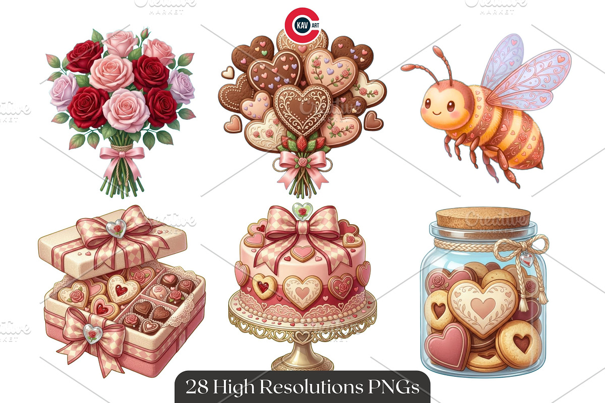 Cozy Valentine Romantic Clipart, an Object Illustration by C-Kav (Photo 2 of 14)