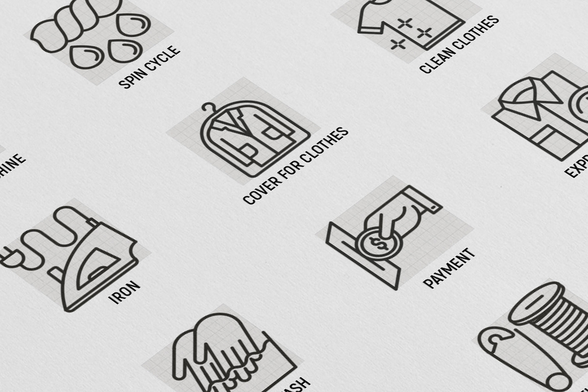 Laundry Service | 16 Thin Line Icons, an Outline Icon by Alex Blogoodf (Photo 8 of 11)