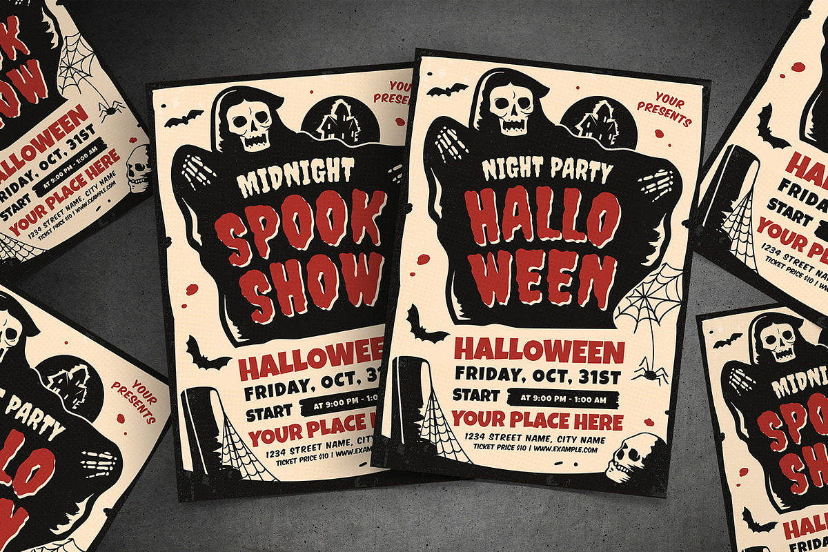 Halloween Party & Show Flyer, a Flyer Template by VectorVactory (Photo 1 of 4)
