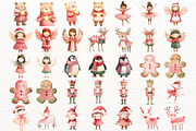 Pink Christmas Watercolor Clipart, a Seasonal Illustration by SugarCloudStudioArt (Thumbnail 2 of 5)