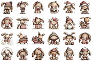 Christmas Bunny Clipart Bundle, an Illustration by Sublimation Artist (Thumbnail 2 of 6)