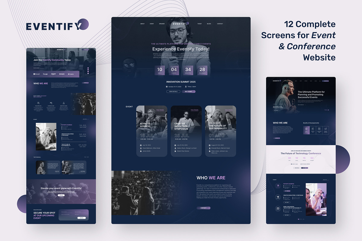 Eventify Event & Conference Website, an UI Kit Template by peterdraw (Photo 2 of 8)