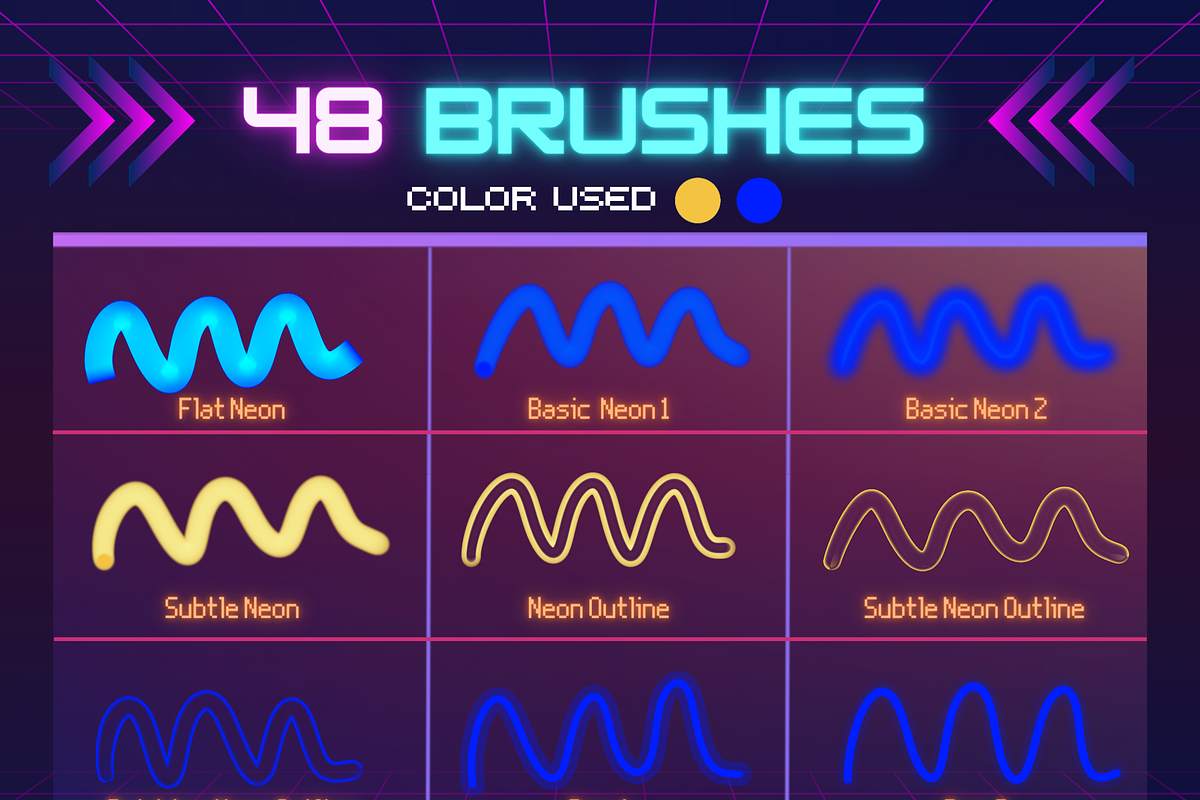 Neon Procreate Brushes, a Brush Add-On by Pawsitively Aesthetic (Photo 2 of 11)