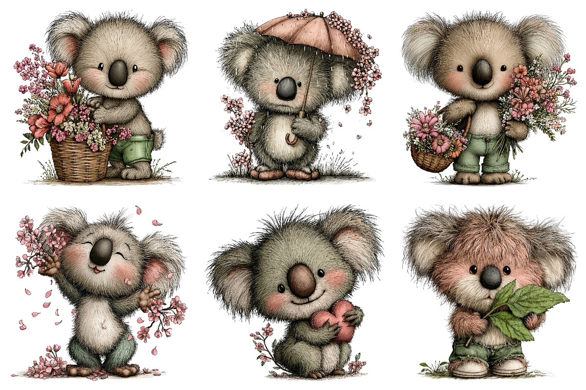 Whimsical Spring Koala Clipart, an Illustration by Dream Creation (Photo 5 of 7)