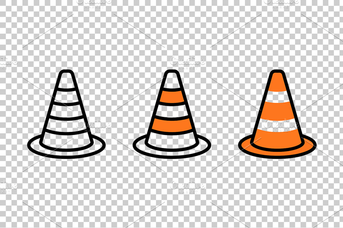Traffic Cone Vector Set, an Object Graphic by Artonix (Photo 3 of 3)