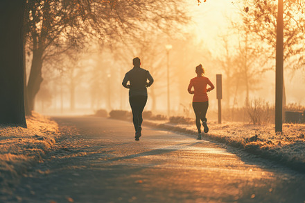 A couple enjoying a morning run, a Sports & Recreation Photo by Pavel_design