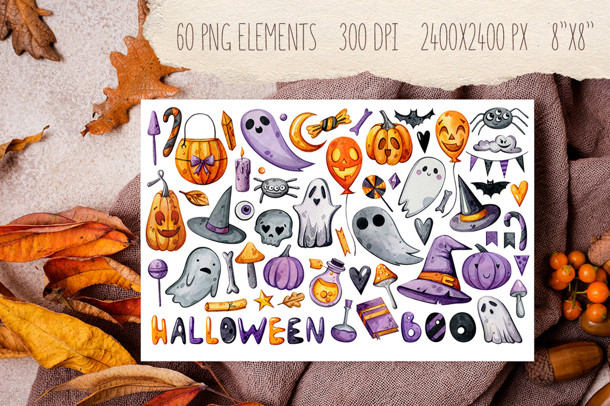 Happy Halloween set | 81 elements, an Animal Illustration by Aquarellka (Photo 3 of 8)