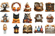 Watercolor Cozy Haunt Clipart, an Illustration by Designking (Thumbnail 2 of 5)