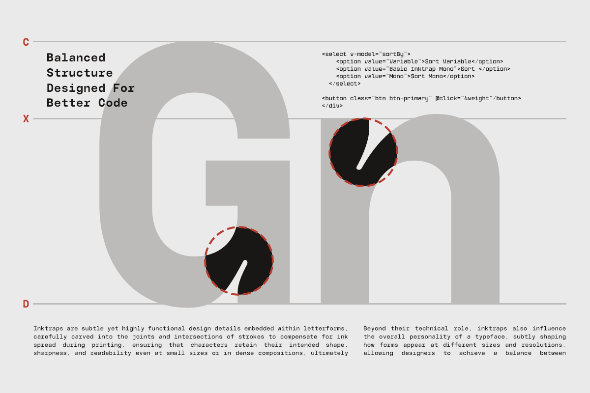GC Basic Inktrap - Monospace, a Sans Serif Font by Glyphonic (Photo 5 of 15)