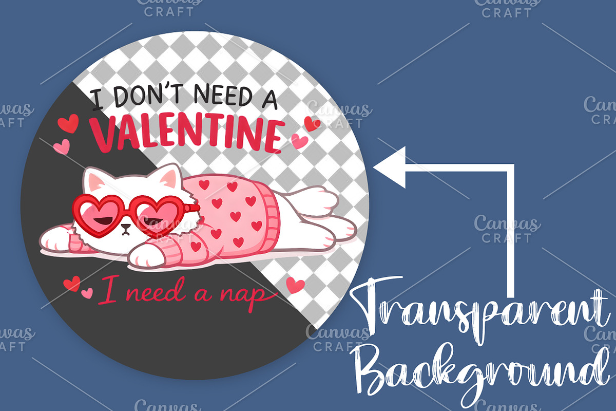 Anti Funny Valentine's Day Lazy Cat, an Illustration by Canvas Craft (Photo 2 of 6)