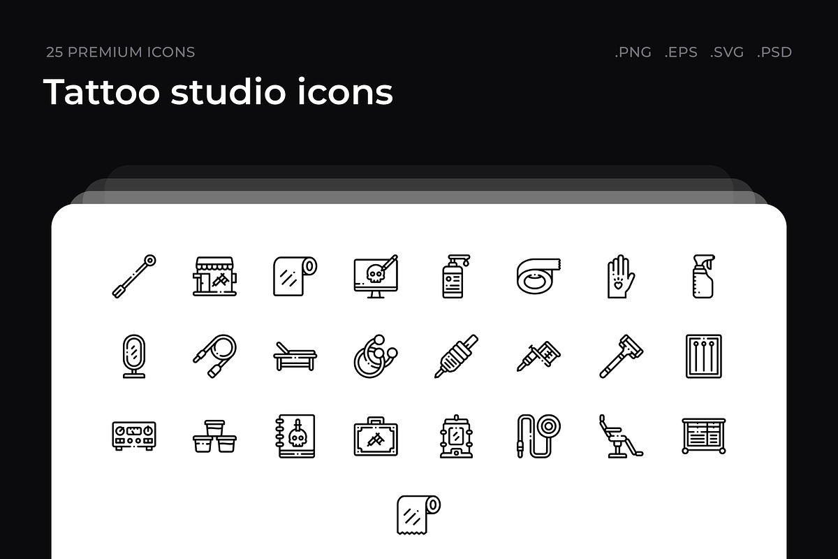 Tattoo studio icons, an Outline Icon by Wencory (Photo 1 of 2)