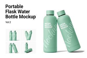 Portable Flask Water Bottle Vol.2, an Advertising Mockup by Akebareee