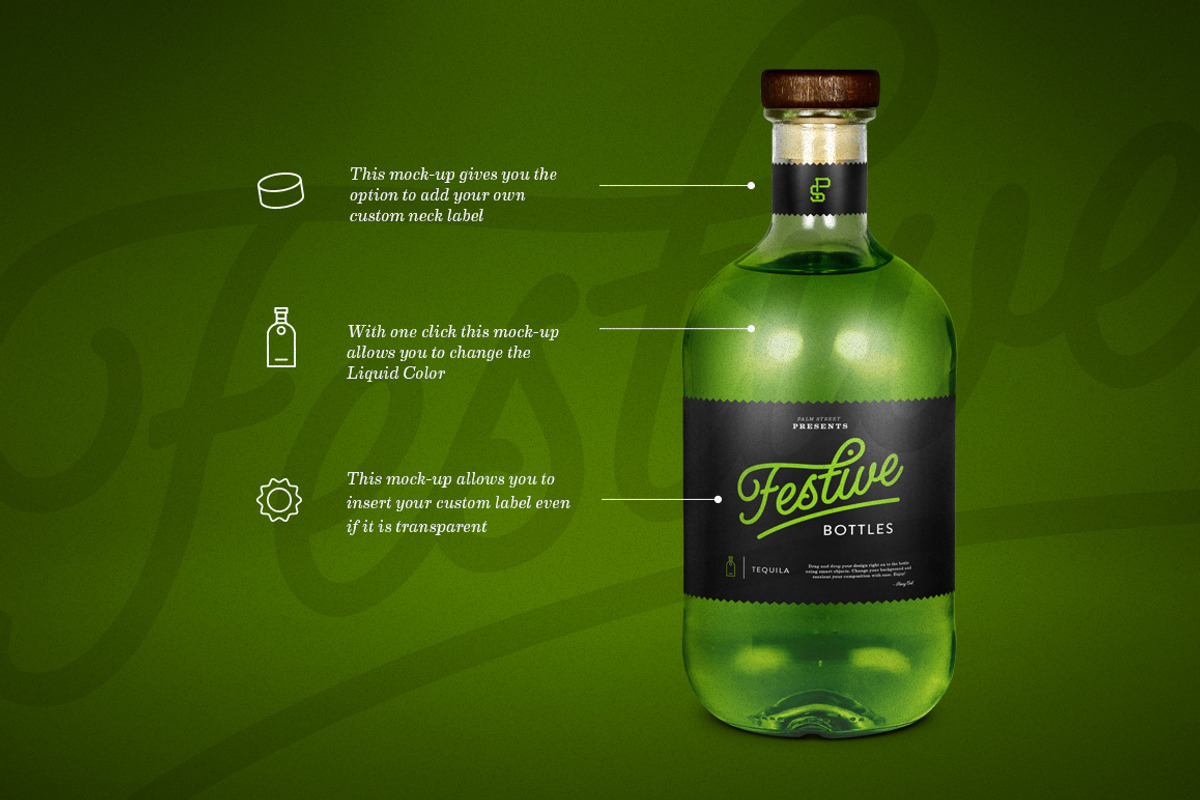 Tequila Bottle Mock-Up, a Cups & Container Mockup by Palm Street Creative (Photo 3 of 3)