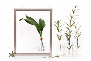 Silver styled frame isolated mockup